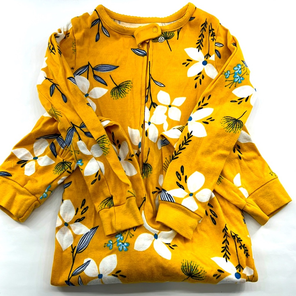 Carter’s Zippered Yellow & Floral Onesie, Size 4T